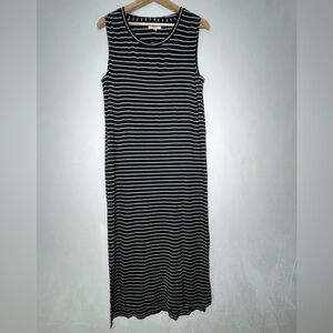 Madewell Black Stripe Midi Viscose Tank T-shirt Dress Women XS Boho Casual Y2K